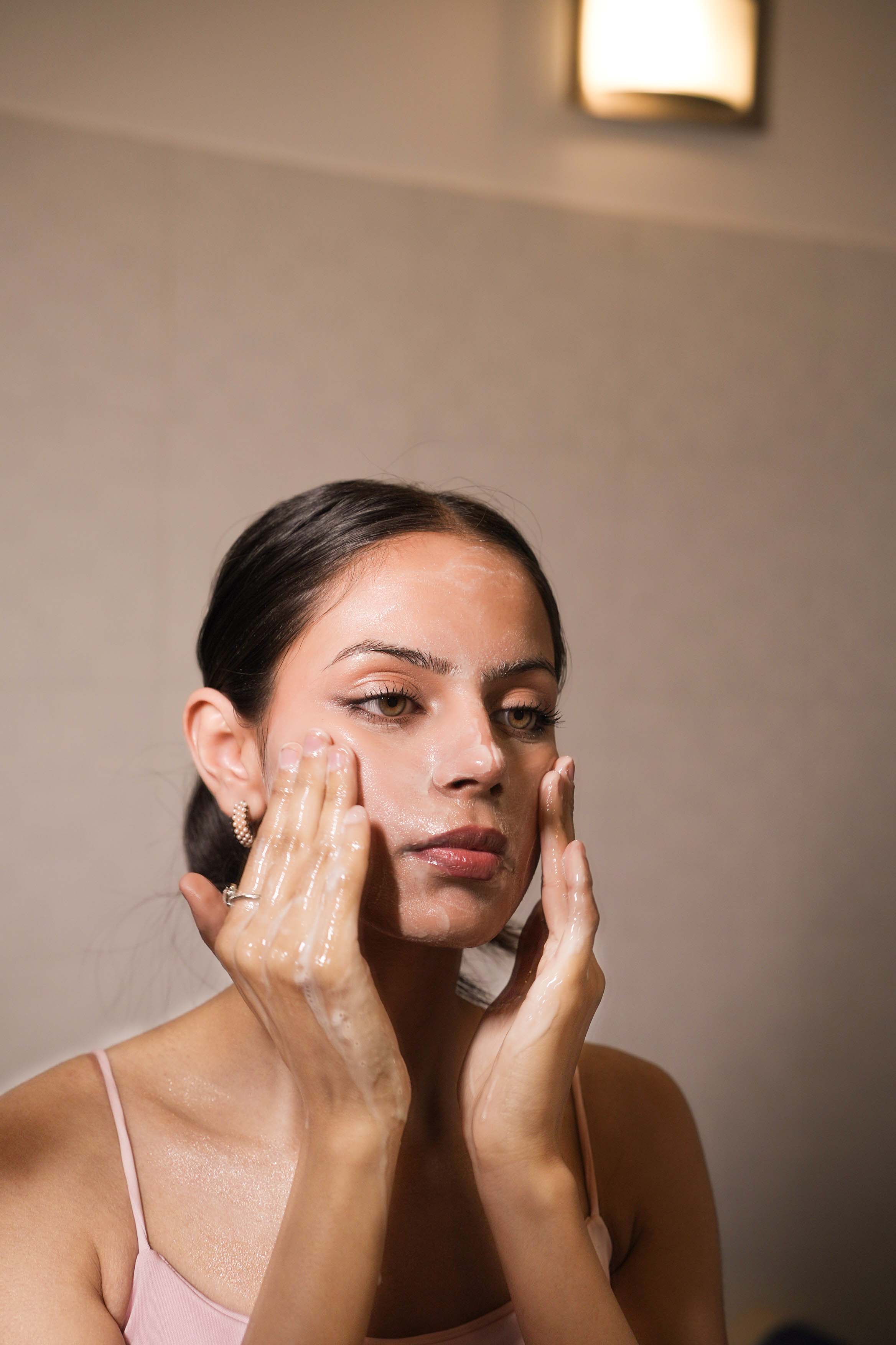 Massage gently in circular motions for 30–60 seconds