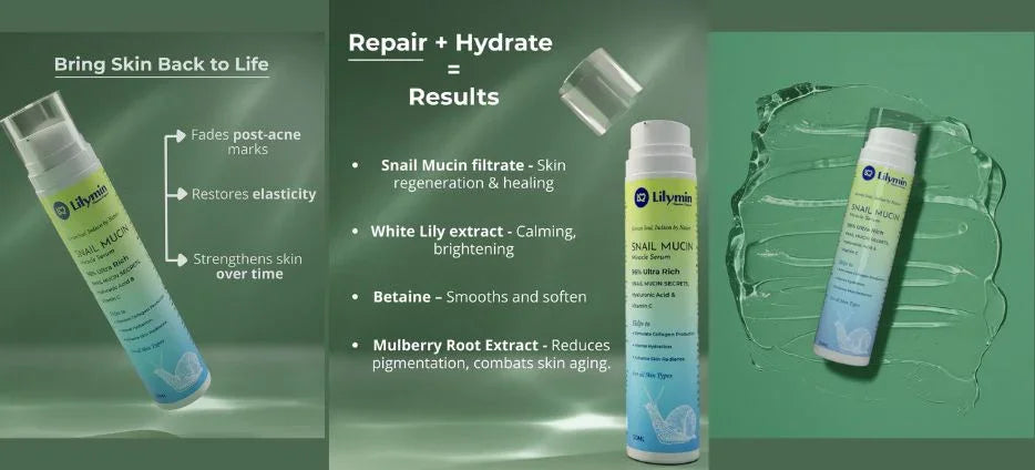 Snail Mucin Serum for Hydrated, Glowing & Scar-Free Skin - Lilymin