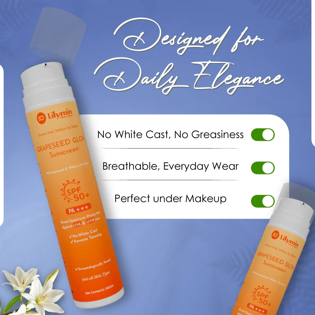 GRAPESEED GLOW Sunscreen SPF 50 50ML - Lilymin