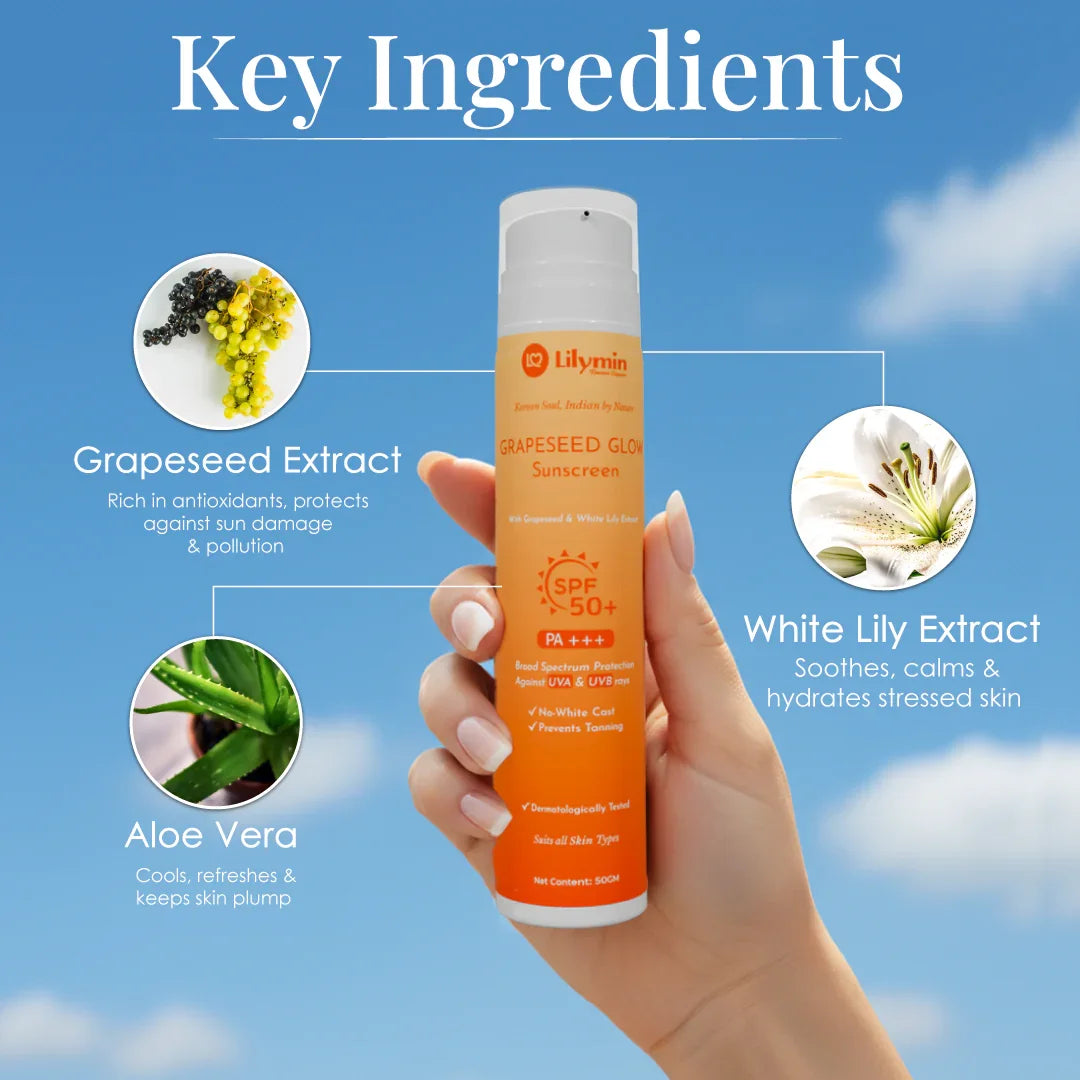 GRAPESEED GLOW Sunscreen SPF 50 50ML - Lilymin