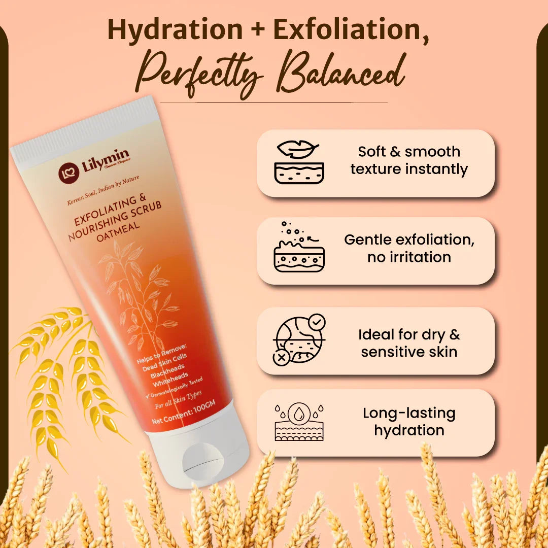 Exfoliating & Nourishing Oatmeal Scrub 100GM - Lilymin