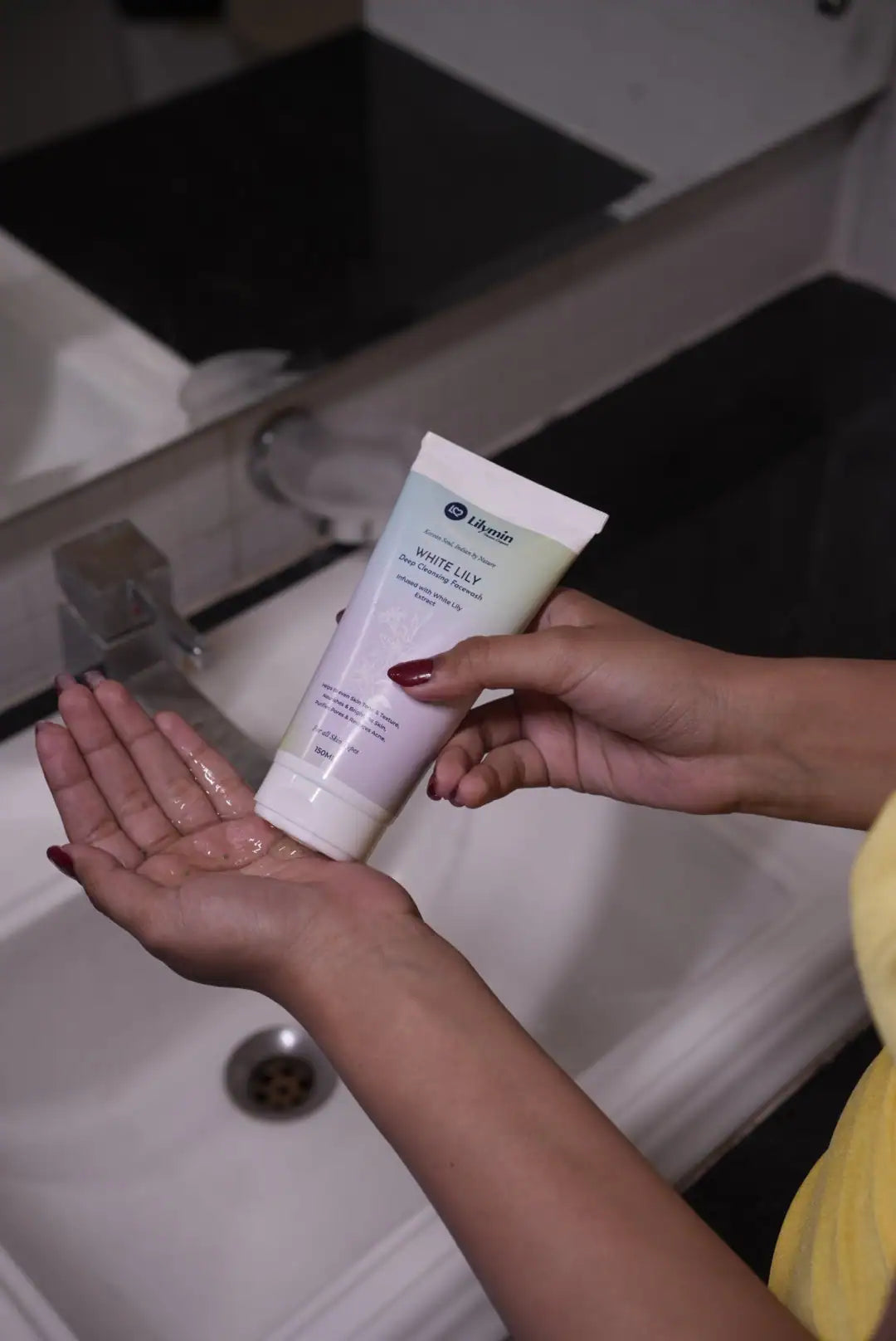 Pump out the desired amount and apply directly to clean skin - face or body.