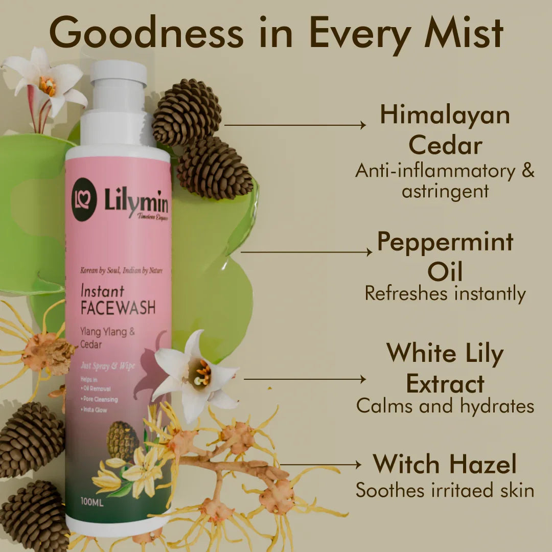 Instant Facewash with Ylang Ylang & Cedar 100ML - Lilymin